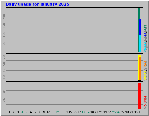 Daily usage for January 2025