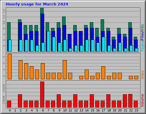 Hourly usage for March 2024