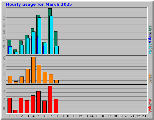 Hourly usage for March 2025