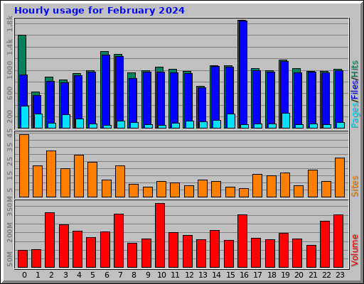 Hourly usage for February 2024