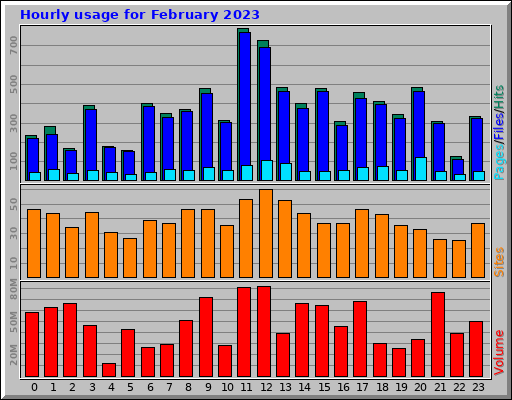 Hourly usage for February 2023
